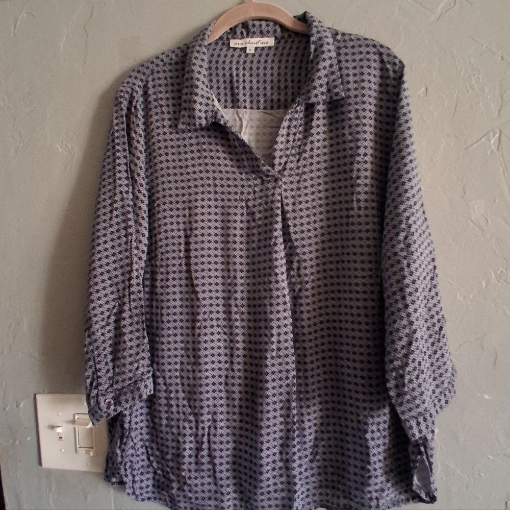Max Studio Black and Gray Button Down Shirt